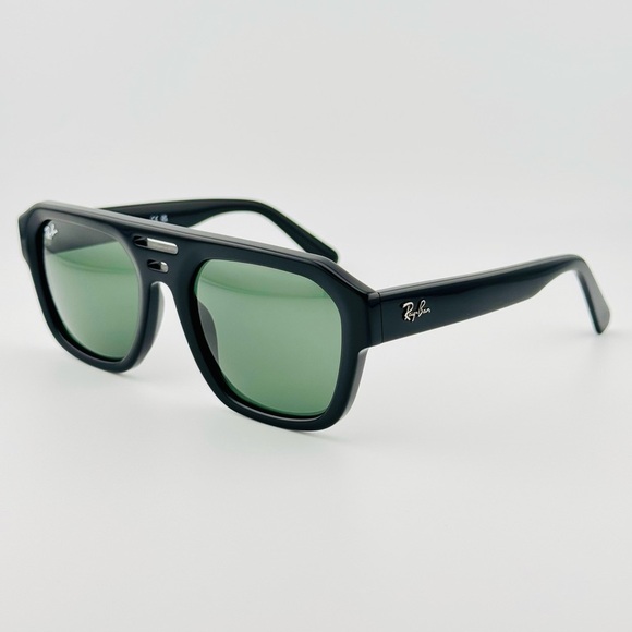 Ray-Ban Sunglasses RB4397 Corrigan Bio-based Polished Black Frame Green Lenses - Picture 2 of 13
